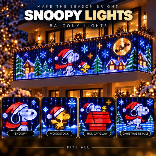 Snoopy Balcony Lights holiday display