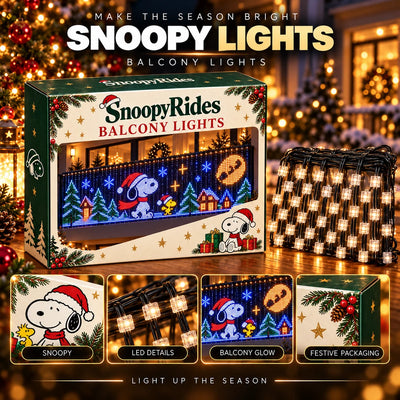 Snoopy Balcony Lights and SnoopyRides packaging