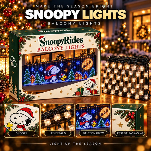 Snoopy Balcony Lights and SnoopyRides packaging