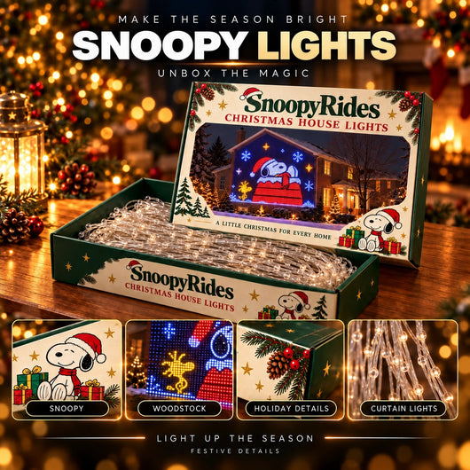 Snoopy House Lights and SnoopyRides packaging