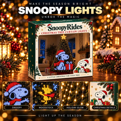 Snoopy Tree Lights and SnoopyRides packaging